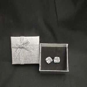 Silver Cubic Zirconia Stud Earrings - Sparkling Clear Silver